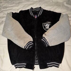 Vintage Raiders Black & Gray Suede Varsity Jacket